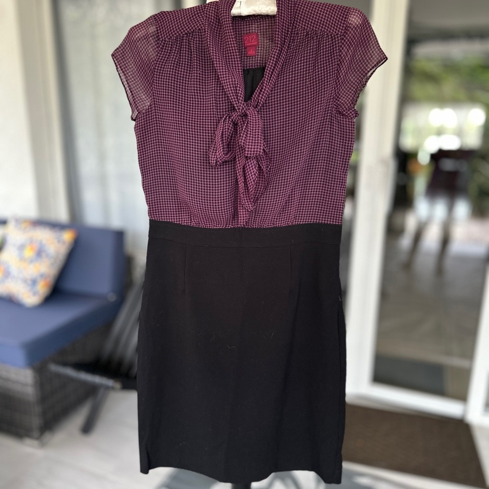 212 Collection Purple and Black Sheath Dress Cap Sleeve